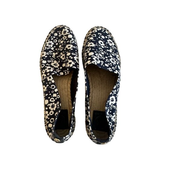 TORY BURCH Navy White Floral Espadrille Flats Size 8.5 - Picture 10 of 11
